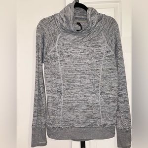 90 Degree by Reflex Pull Over Mock Turtleneck Gray Athletic with Thumb Slits